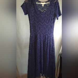 Jessica Simpson Elegant Navy  Blue Lace Knee Length Dress